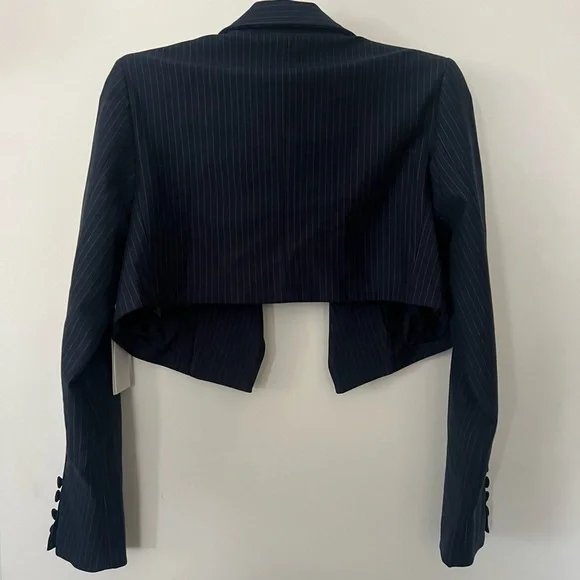 Good American Cropped Navy Pinstripe Blazer - Picture 5 of 5